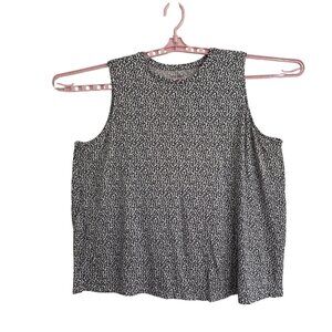 Nine West Black & White Sleeveless Soft Spun Tank Top 2X Rayon Blend Officewear